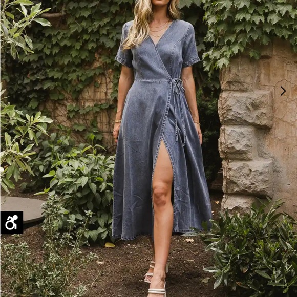 Bohme Blue Denim Midi Dress - Picture 1 of 2